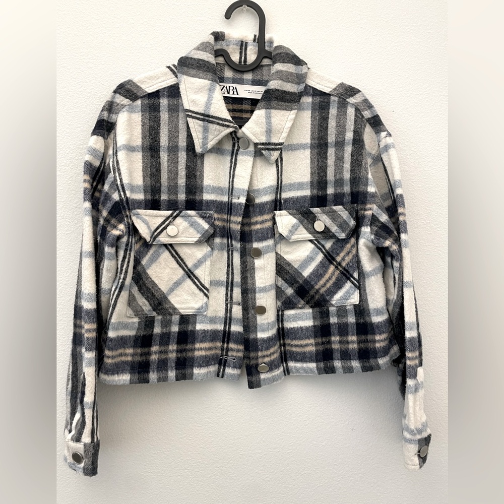 Zara plaid cropped jacket